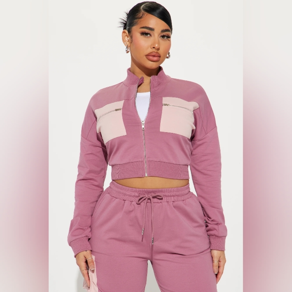 Koryn Cargo Jogger Set - Mauve 1X - Picture 2 of 6